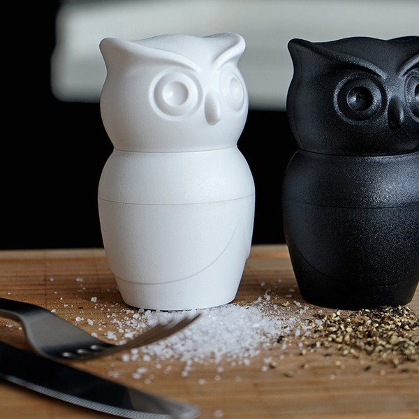 Râșniță pentru sare Qualy&CO Owl, alb-image-1