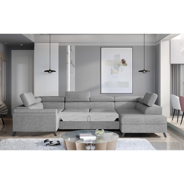 Colțar gri deschis extensibil/cu spațiu de depozitare (cu colț pe partea dreaptă/în formă de "U") Escada – ELTAP-image-2