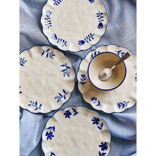 Farfurii albastre/crem 4 buc. pentru desert  din gresie ø 20,5 cm Eimy – Bloomingville-image-2