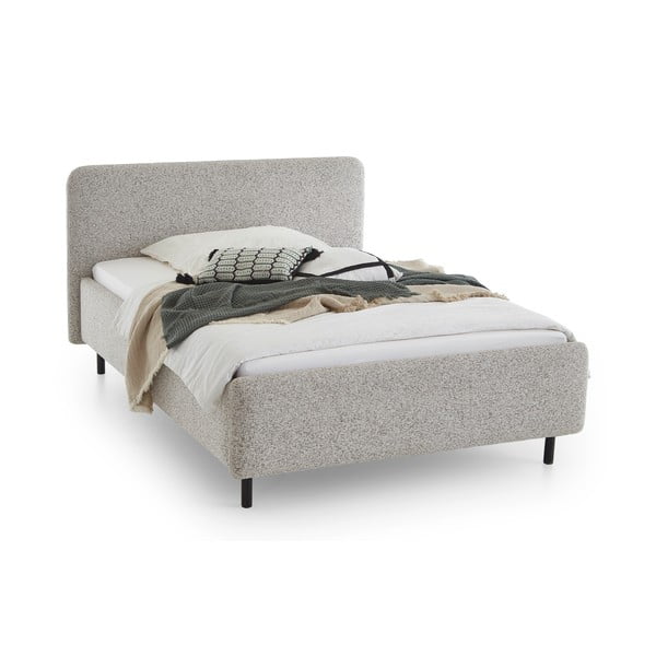 Pat matrimonial bej tapițat fără somieră 160x200 cm Primo – Meise Möbel-image-3