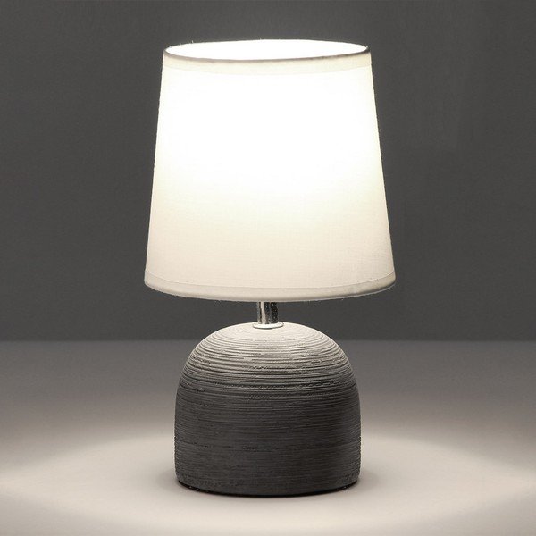 Veioză gri din ceramică cu abajur textil (înălțime 27,5 cm) – Casa Selección-image-1