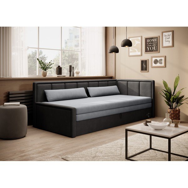 Canapea gri închis extensibilă/cu spațiu de depozitare cu tapițerie din chenille 214 cm Fulgeo – ELTAP-image-1