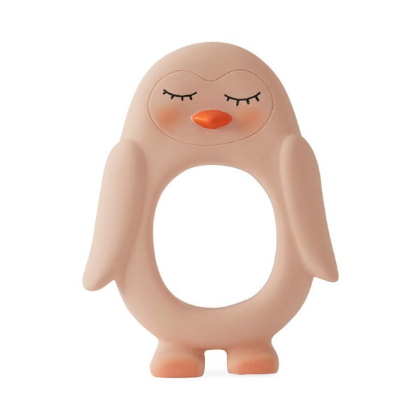 Jucărie pentru dentiție din cauciuc natural OYOY Penguin, roz