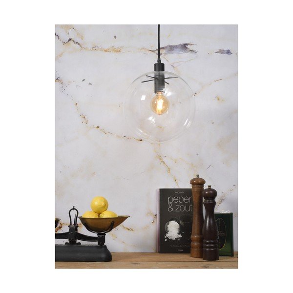 Lustră neagră cu abajur din sticlă ø 30 cm Warsaw – it's about RoMi-image-3