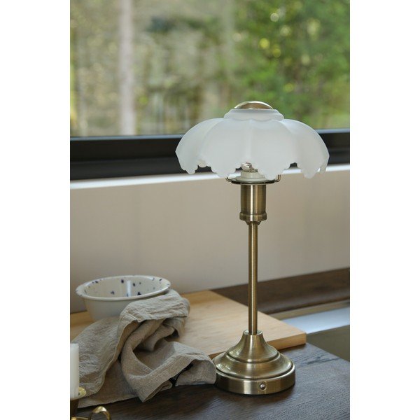 Veioză albă/alămie cu intensitate reglabilă/portabilă din sticlă (înălțime 35 cm) Kurage – Markslöjd-image-1