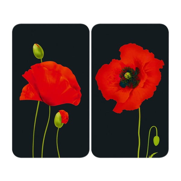 Protecții de aragaz 2 buc. din sticlă temperată 52x30 cm Poppy - Maximex