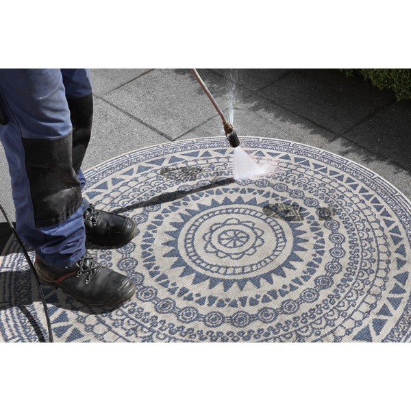 Covor adecvat pentru exterior NORTHRUGS Coron, ø 140 cm, albastru-crem-image-4
