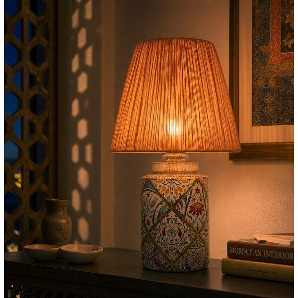 Veioză teracotă cu abajur din sfoară din hârtie (înălțime 40 cm) Alev – Opviq lights-image-2