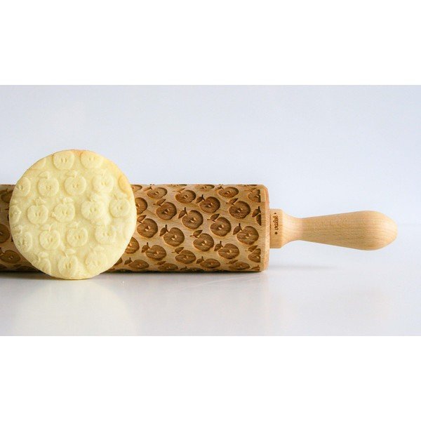 Făcăleț din lemn cu model pentru aluat Valek Apples-image-1