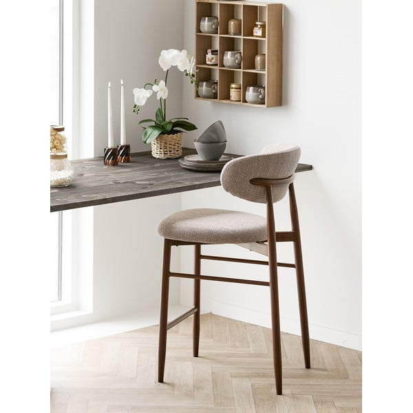 Scaun de bar bej/maro închis tapițat (înălțime șezut 65 cm) Levanto – House Nordic-image-1