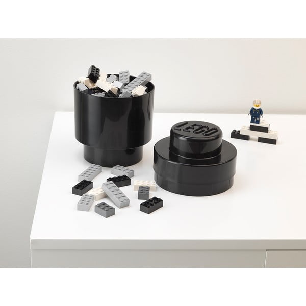 Cutie depozitare rotundă LEGO®, negru-image-1
