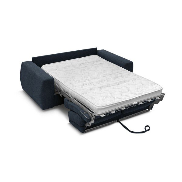 Canapea albastru-închis pentru dormitul zilnic/extensibilă cu tapițerie din chenille 240 cm Hugo – Bobochic Paris-image-3