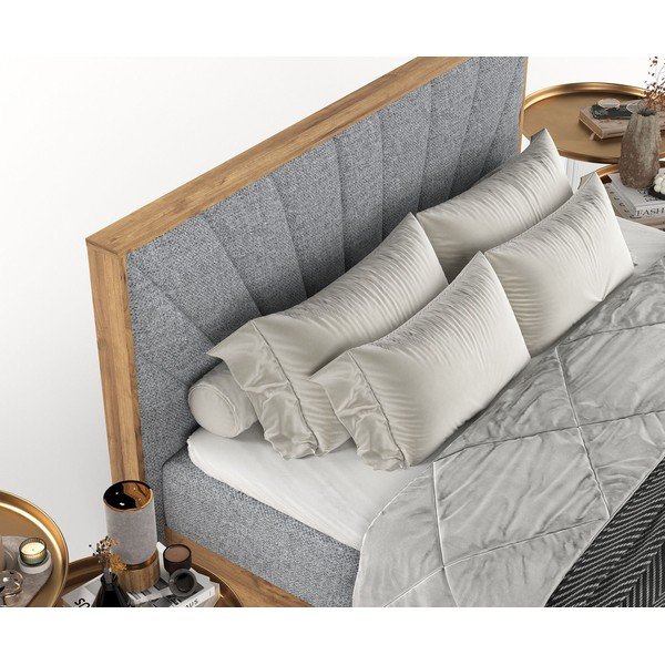 Pat boxspring gri/în culoare naturală cu spațiu de depozitare 180x200 cm Asahi – Maison de Rêve-image-1