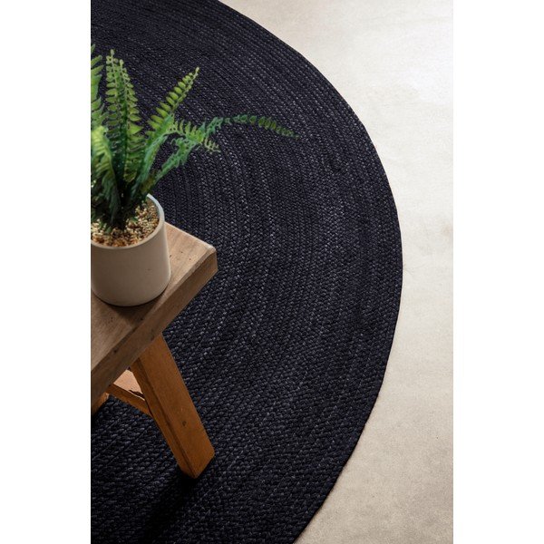 Covor negru reversibil/țesut manual rotund din iută ø 140 cm Braided  – Hanse Home-image-2