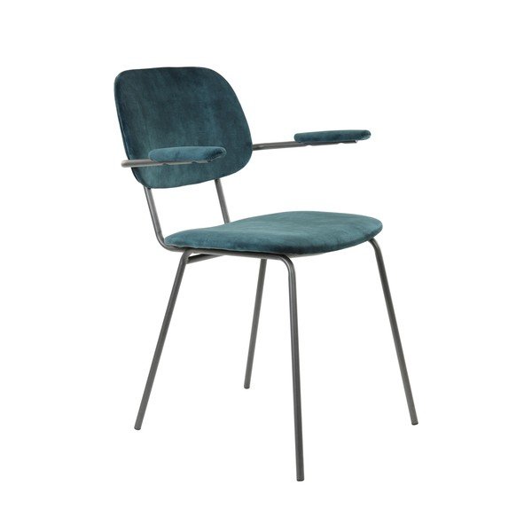 Scaun de dining verde petrol din catifea Emma – Light & Living