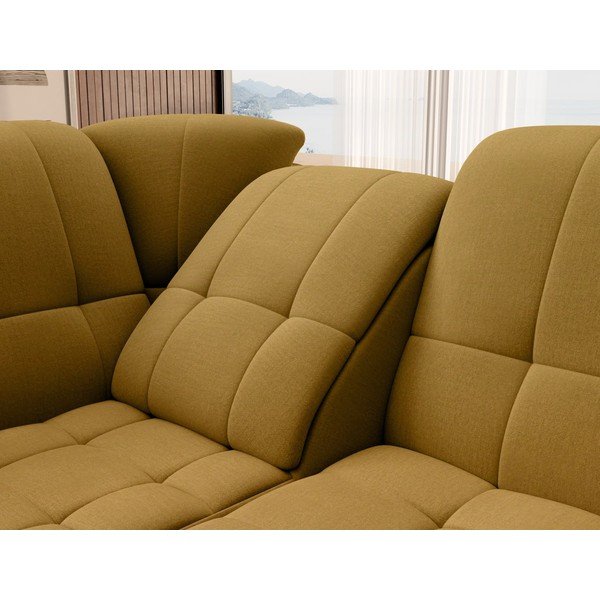 Colțar galben extensibil/cu spațiu de depozitare cu tapițerie din catifea (cu colț pe partea stângă/în formă de ”L”) Sado – ELTAP-image-1