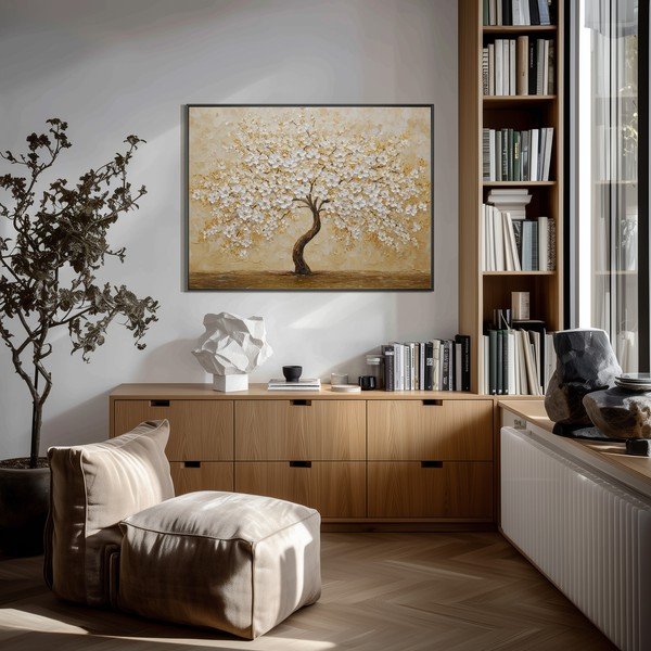 Tablou cu ramă imprimat 80x60 cm Golden Tree – Styler-image-2