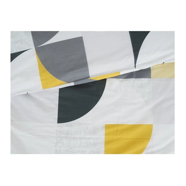 Lenjerie de pat galbenă/gri din țesătură crep pentru pat de o persoană 140x200 cm Geometries – B.E.S.-image-1