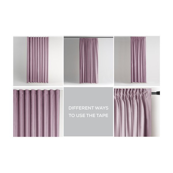 Draperie roz-deschis dimout (semi-opacă) din catifea 140x270 cm Pleat – Restilo-image-3