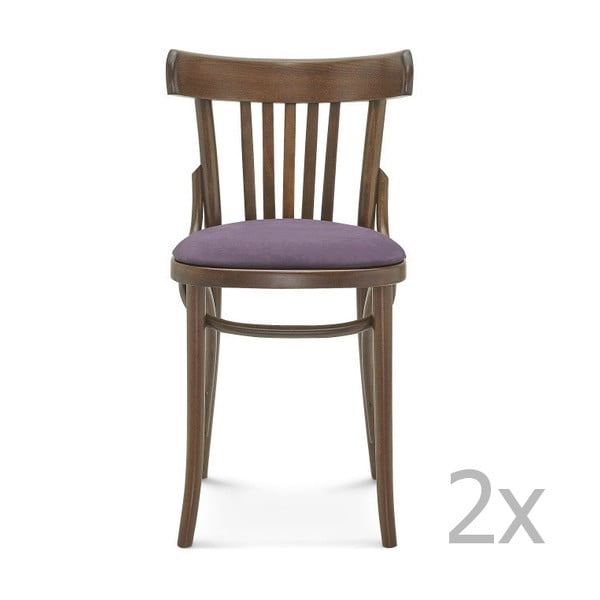 Set 2 scaune de lemn cu perne mov Fameg Mathias