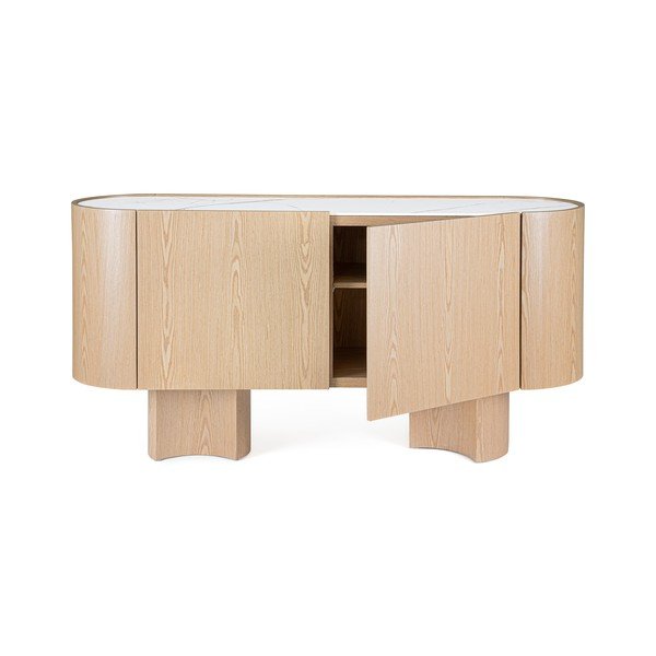 Comodă în culoare naturală deschisă cu aspect de lemn de stejar 160x80,5x45,5 cm Otilia – Bizzotto-image-4