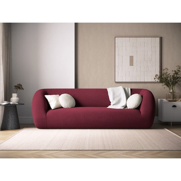 Canapea burgundy cu tapițerie din stofă bouclé 230 cm Essen – Cosmopolitan Design-image-1
