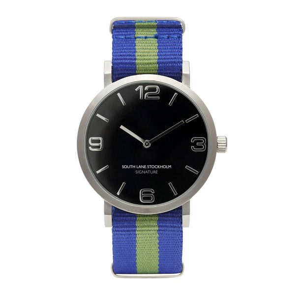 Ceas unisex South Lane Stockholm Signature Classic, curea albastru-verde