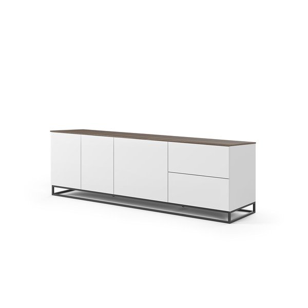 Masă TV cu blat în decor de lemn de nuc TemaHome Join, 200 x 65 cm, alb mat-image-3
