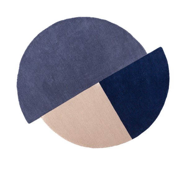 Covor albastru țesut manual, rotund, din lână ø 150 cm Mia Segment – Flair Rugs