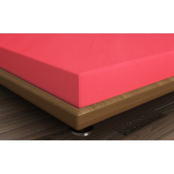 Cearceaf roz din bumbac cu elastic 160x200 cm - Mijolnir-image-1