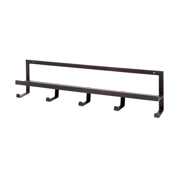 Cuier de perete negru cu raft din metal Quinn – WOOOD-image-2