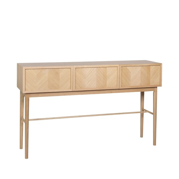 Masă consolă în culoare naturală cu aspect de lemn de stejar 38x150 cm Herringbone – Hübsch