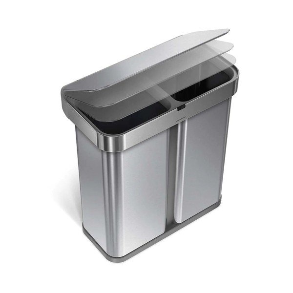 Coș de gunoi cu senzor din oțel inoxidabil de 58 l pentru deșeuri sortate Dual - simplehuman-image-4