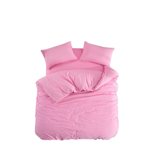 Lenjerie de pat roz pentru pat de o persoană, extinsă cu cearceaf inclus, cu 3 piese 160x220 cm Classic – Mila Home