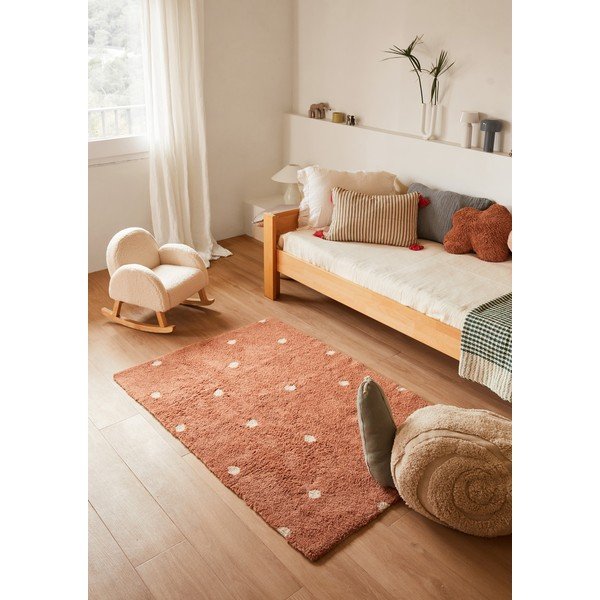 Covor pentru copii cărămiziu lavabil/țesut manual din bumbac 100x150 cm Mini Dot Chestnut – Lorena Canals-image-1