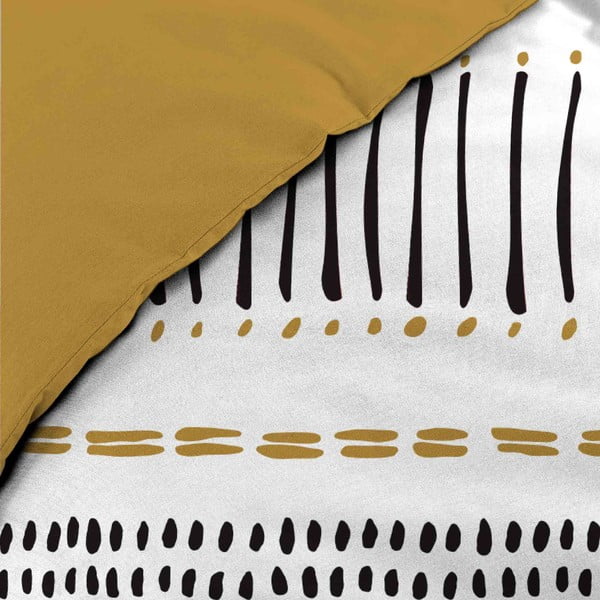 Lenjerie de pat galben-muștar/albă din bumbac pentru pat dublu, extinsă 240x220 cm Chicago – douceur d'intérieur-image-3