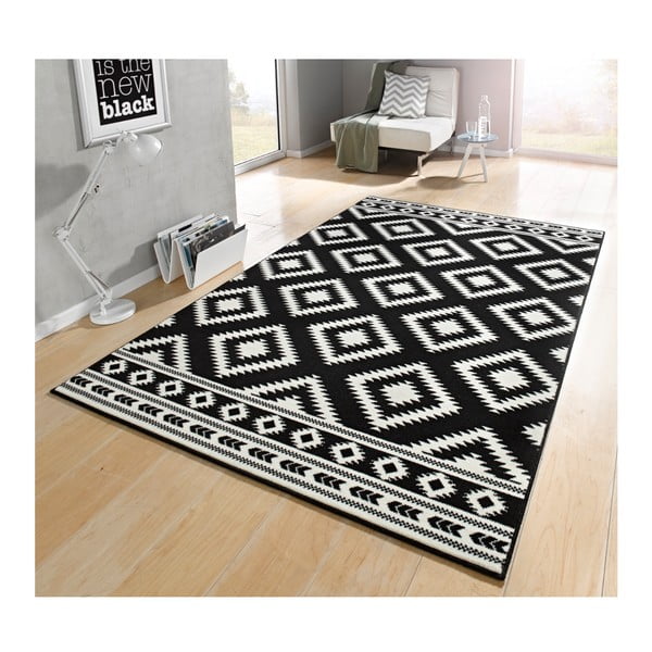 Covor tip traversă Hanse Home Gloria Ethno, 80x200 cm, negru-alb-image-1