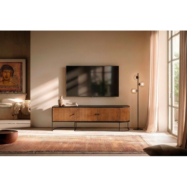 Comodă TV în culoare naturală din lemn de mango 160x55x40 cm Curve – MOME-image-1