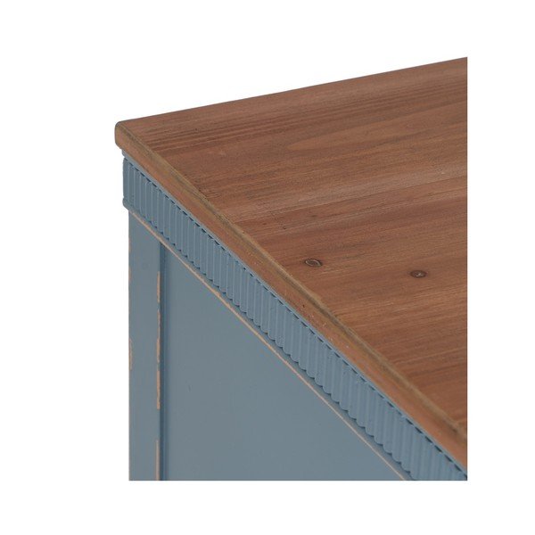 Comodă albastră joasă din lemn de brad 115x90 cm Shabby – Ixia-image-4