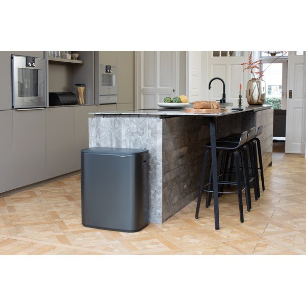 Coș de gunoi gri închis cu senzori de atingere din oțel 60 l Bo Touch Bin – Brabantia-image-1