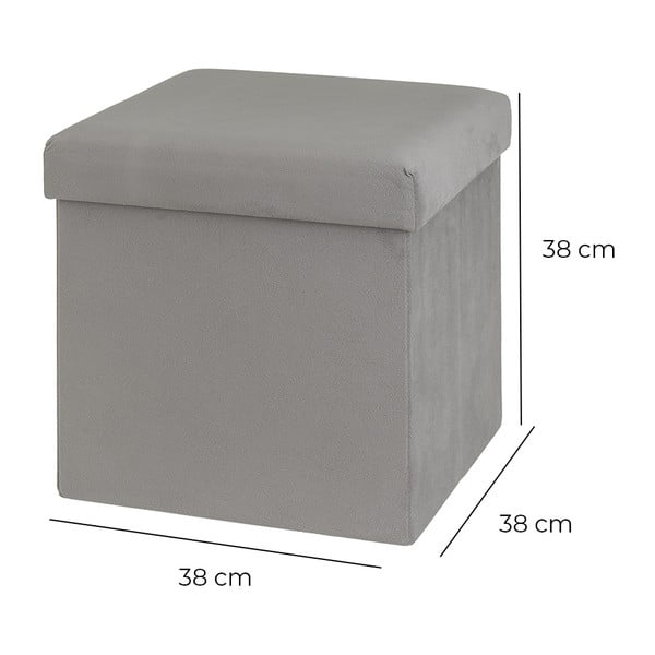 Taburet gri deschis cu tapițerie din catifea Estela – Casa Selección-image-2