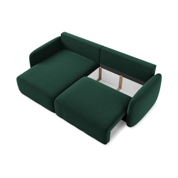 Colțar verde închis extensibil/cu spațiu de depozitare cu tapițerie din catifea (cu colț pe partea stângă/cu șezlong) Kalena – Makamii-image-4