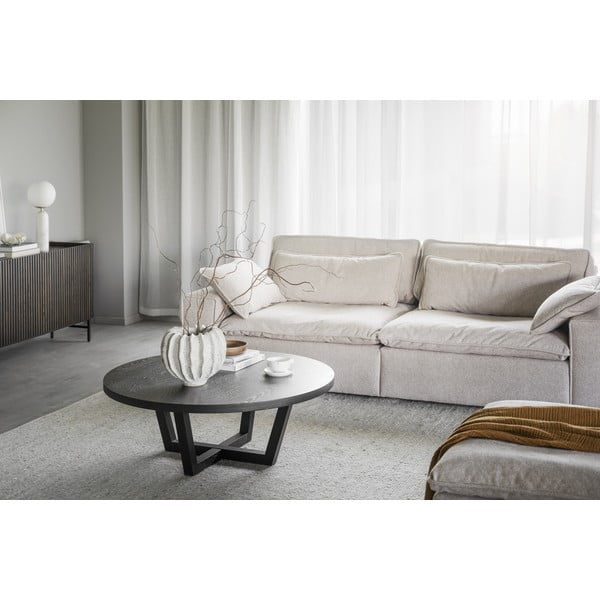 Măsuță de cafea neagră rotundă cu aspect de lemn de stejar ø 110 cm Boxford – Rowico-image-1