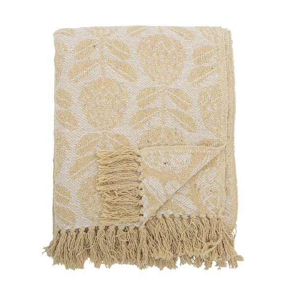 Pătură galbenă din amestec de bumbac 130x155 cm Pratello – Bloomingville