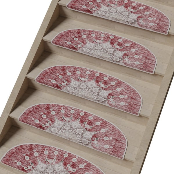 Covorașe pentru scări roșu-deschis 16 buc. 20x65 cm Chakra – Vitaus-image-1