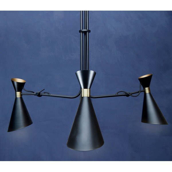 Lustră neagră/aurie din metal cu abajur din metal Linox – Premier Housewares-image-1