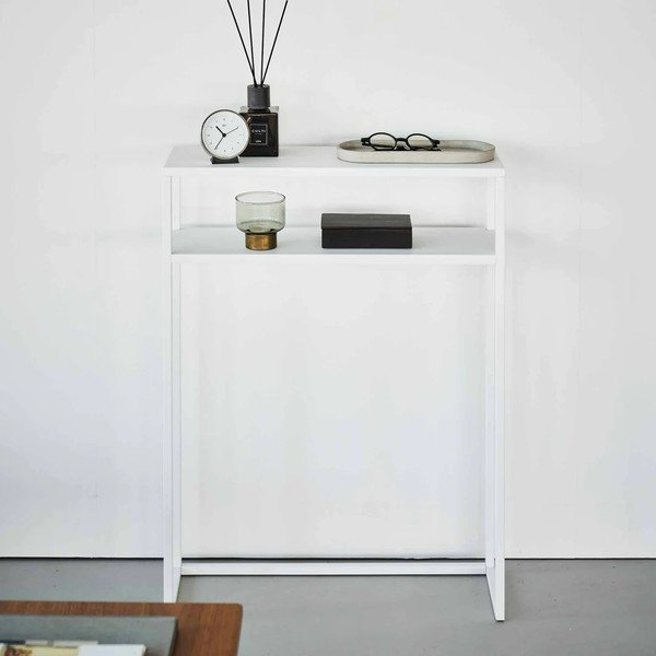 Masă consolă albă din metal 18x60 cm Tower – YAMAZAKI-image-4