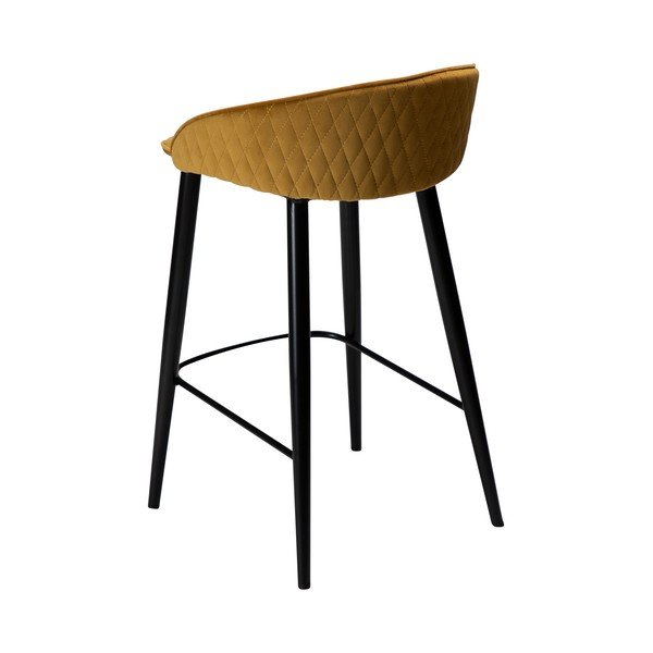 Scaun bar cu husă din catifea DAN-FORM Denmark Dual, galben, înălțime 91 cm-image-2