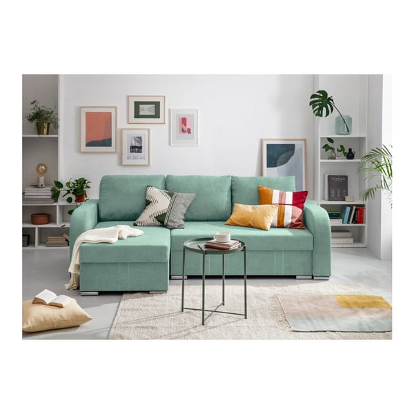 Colțar extensibil cu spațiu pentru depozitare Melart Louise, verde mentă-image-2