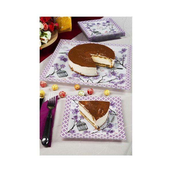 Set 6 farfurii desert și 1 farfurie tort Mezzo, alb - mov-image-2